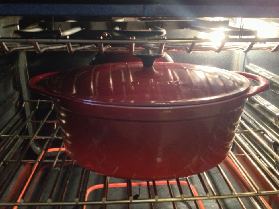 Put the Dutch oven into the oven at 425 degrees F for 1 hour.
