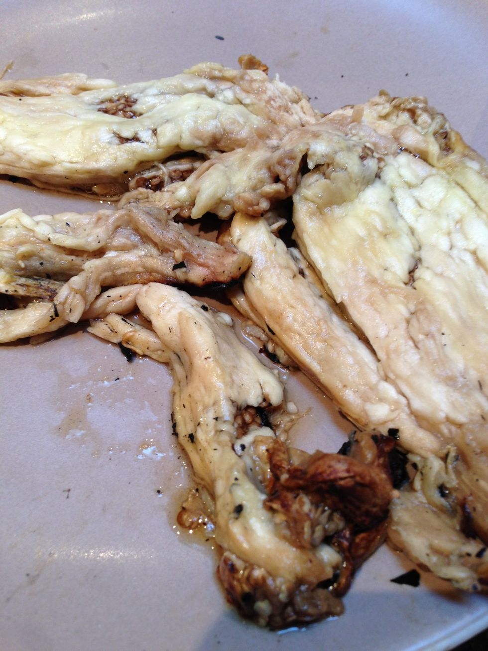 Put the eggplant, with the skin now removed, into the pitcher of a blender. You'll be adding all the remaining ingredients to the pitcher and then blending the mixture together.