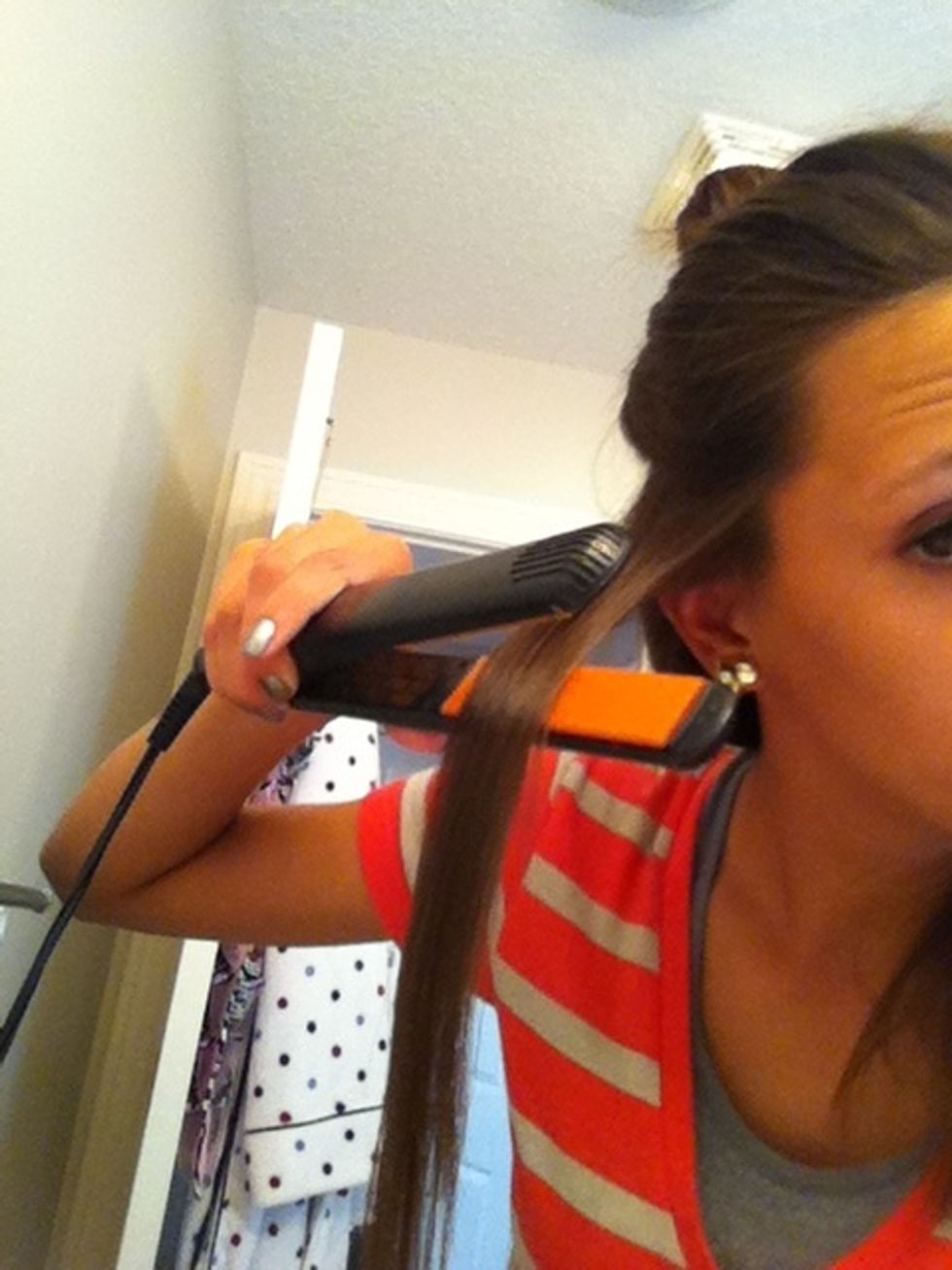 Put the flat iron a inch or two away from you head
