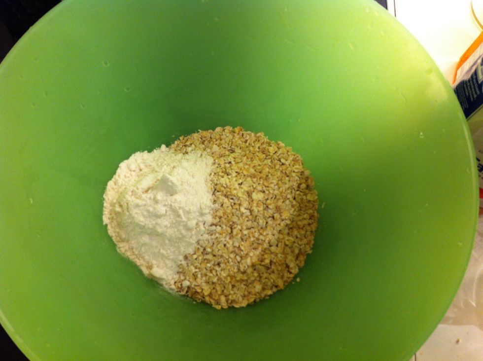 Put the flour and oats into a bowl