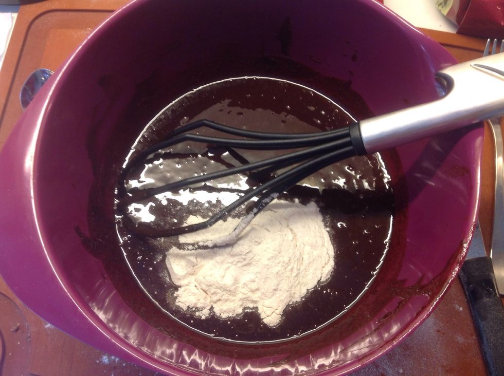 Put the flour in and stir it around.