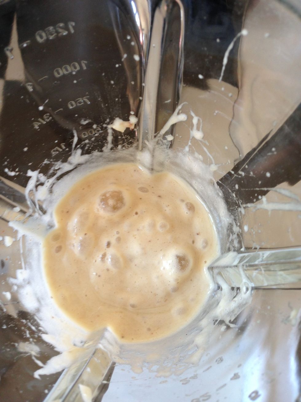 Put the frozen bananas into your blender, a few at a time is best.
