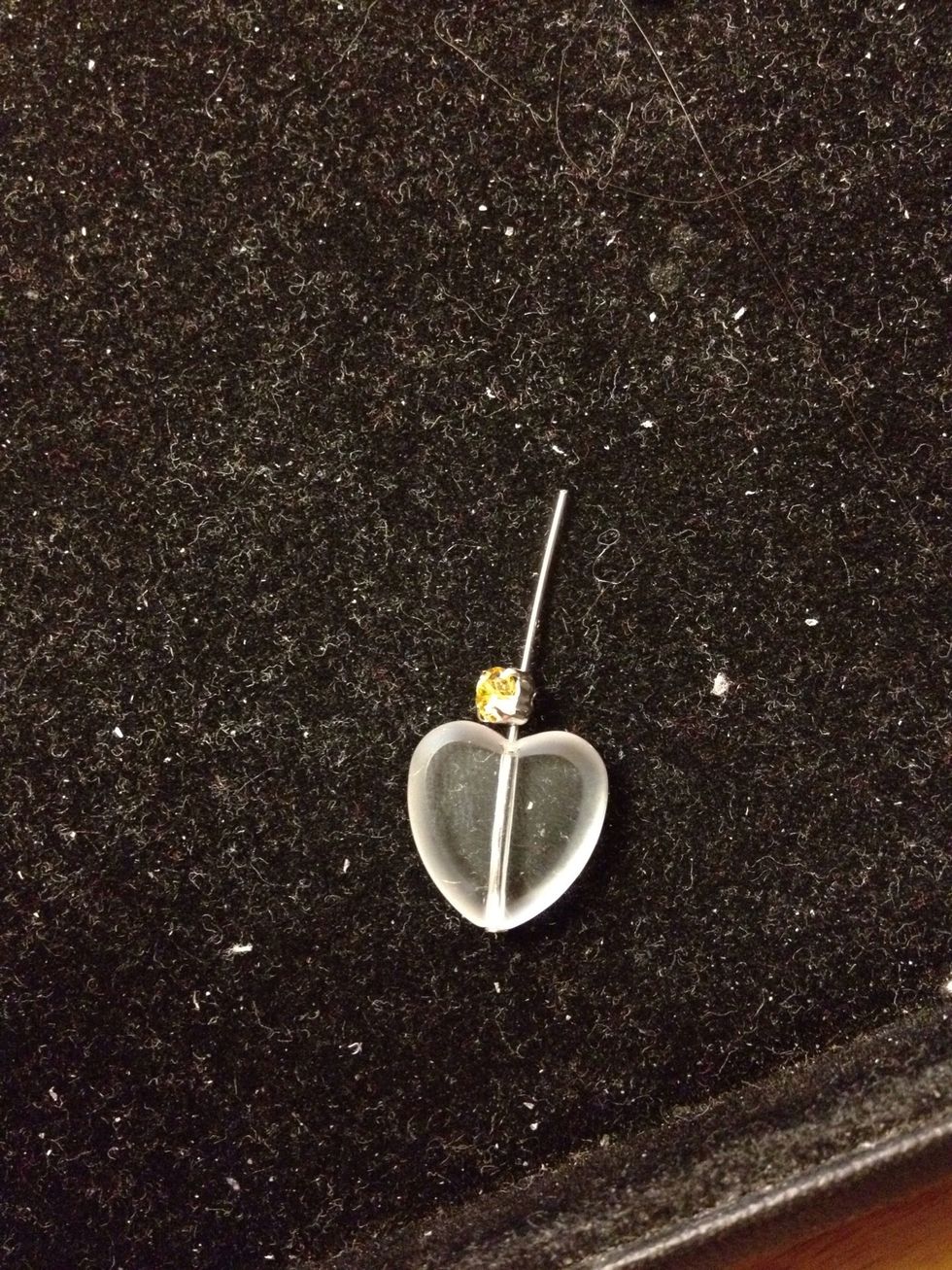 Put the glass heart and monster through the headpin.