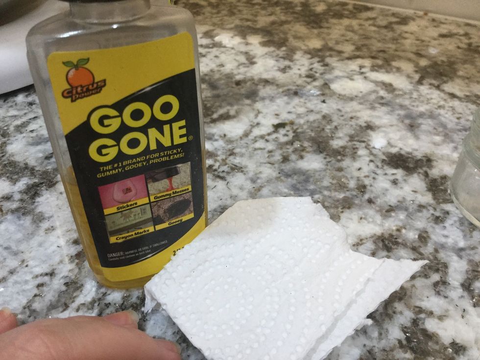 Put the Goo Gone onto a paper towel \ud83d\ude04