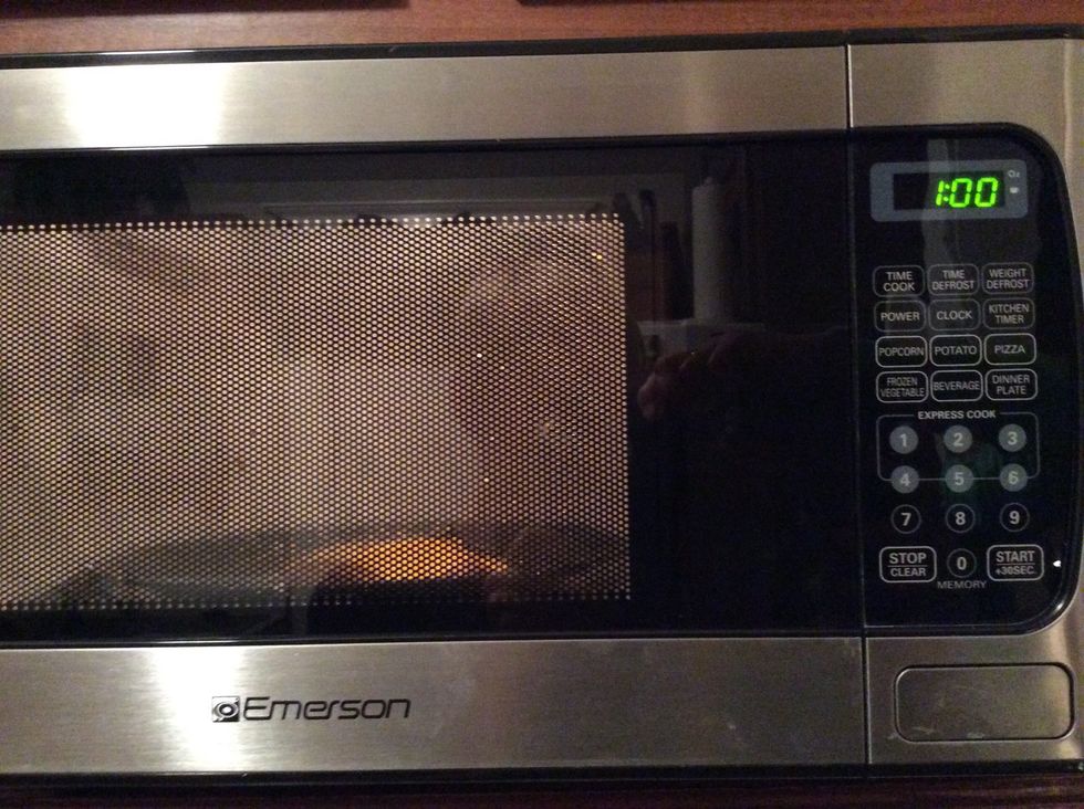 Put the ham and cheese in the micro wave and put it for 1 minute