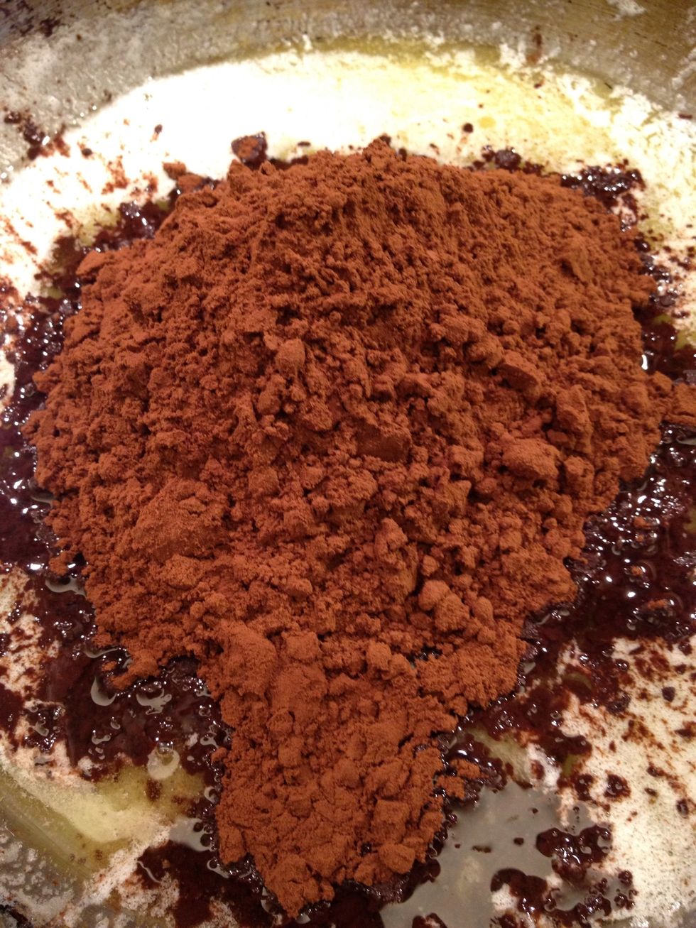 Put the heat off and add your cocoa