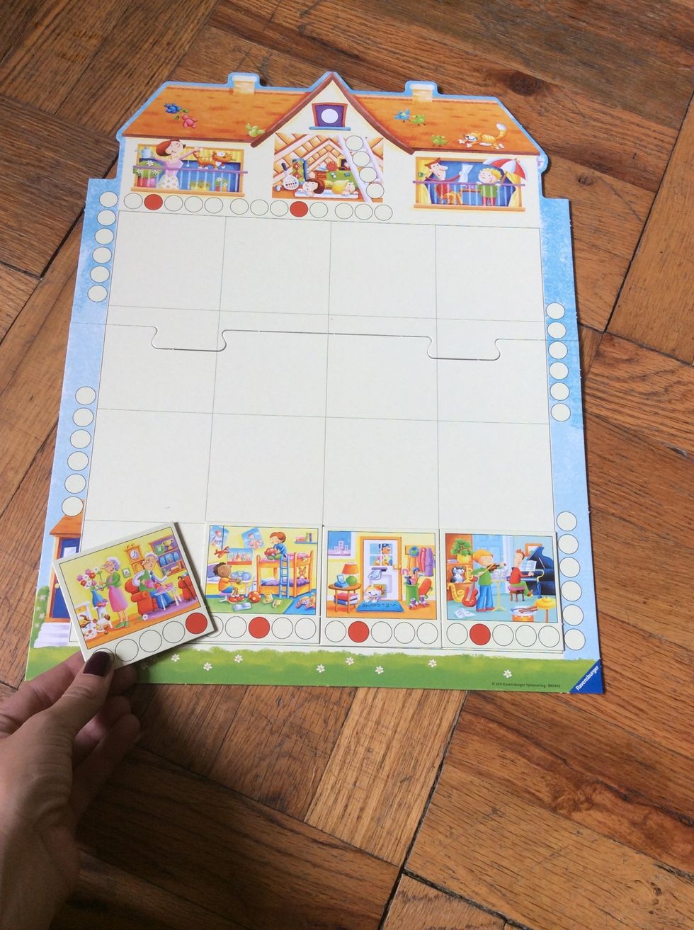 Put the house puzzle pieces together, then help the learner(s) place the Room Cards in the squares. (You can use the number of rooms that is appropriate for your learner's scanning ability.)