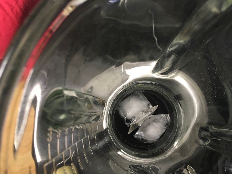 Put the ice inside the blender