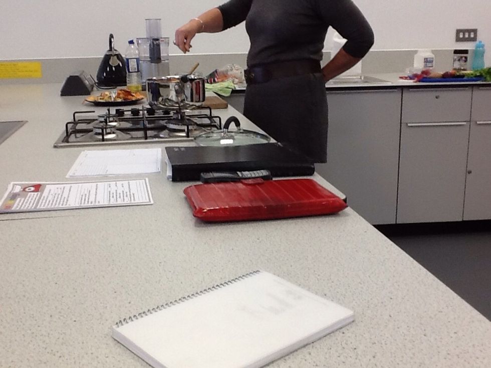 Put the kettle on and boil 500ml of water. Then crumble stock cube into the measuring jug