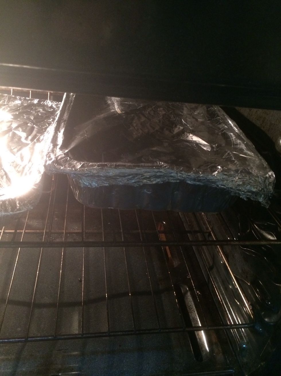 Put the lasagna in a preheated 350f oven for about 40-45min. or cook until the cheese has melted & lasagna is bubbly. Remove foil the last 10 min. and bake uncovered until the top is nice and browned.