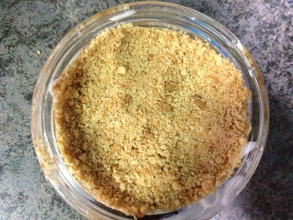 Put the left over crumbs above it.