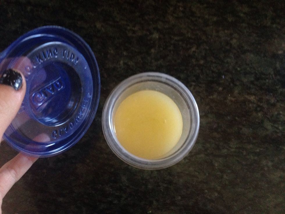 Put the leftover scrub in a small container.