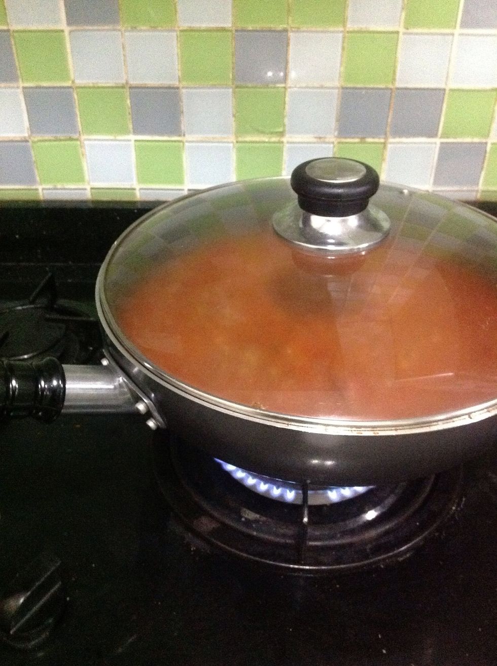 Put the lid and let it simmer on medium low heat for 30-45 minutes.