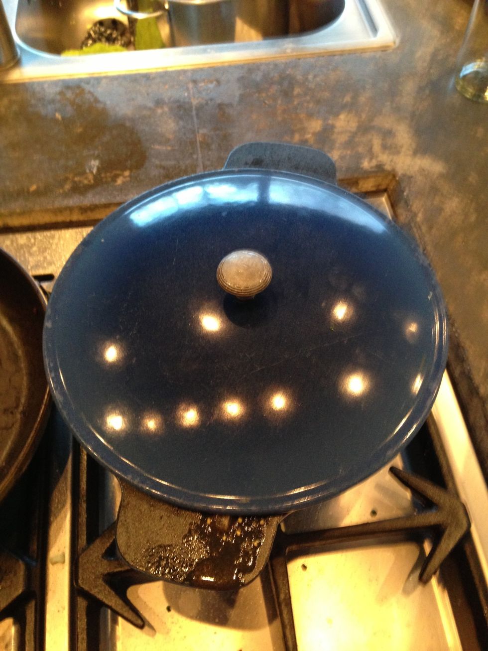 Put the lid on and let simmer for at least 3 hours on a very low fire.