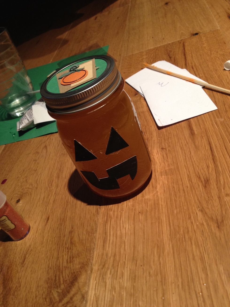 Put the lid onto the jar you can glue it if you wan to