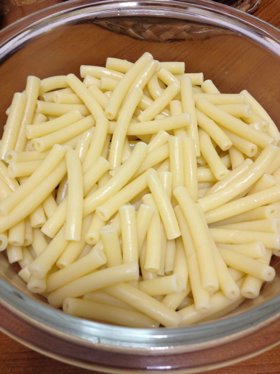 put the macaroni first in your baking bowl.
