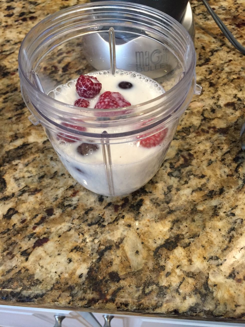 Put the milk in the cup too