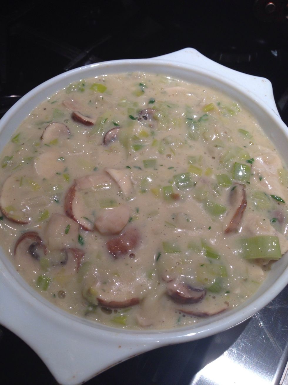 Put the mix into a 2 pint pie dish