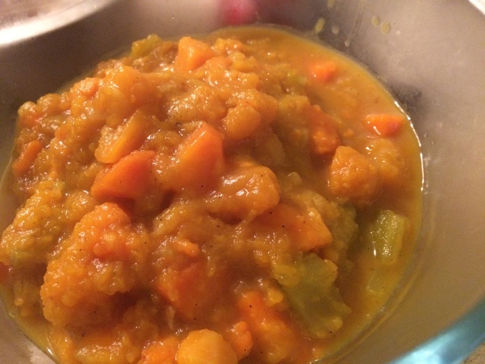 Put the mixture in bowl, put salt and pepper to taste