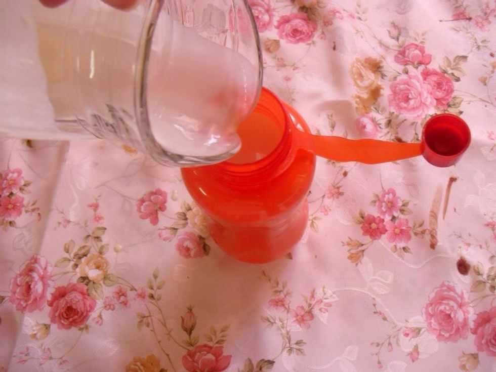 Put the mixture into the bottle with a small hole so that we can pouring it easily