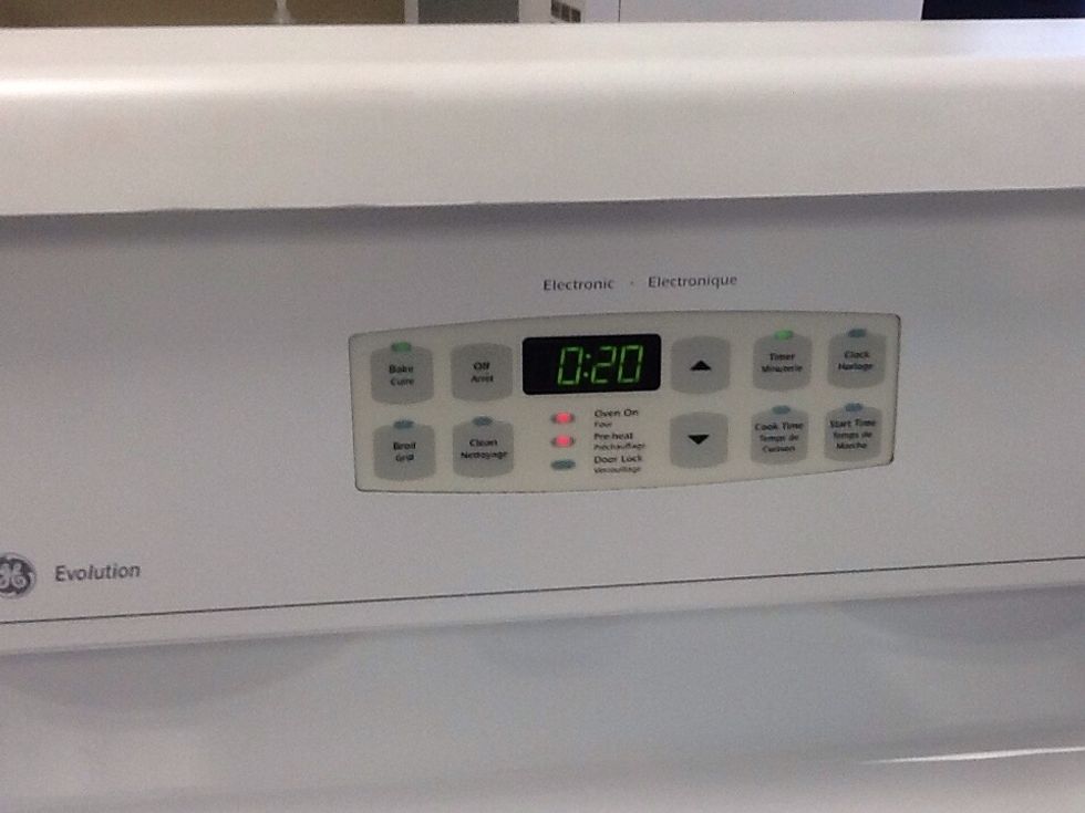 Put the muffins in the oven for 20 minutes when the oven beeps saying it's done check with a tooth pick to make sure it's ready.