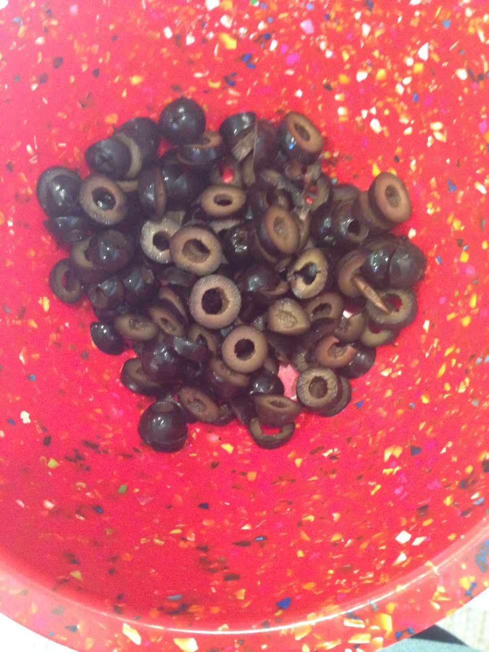 Put the olives in a bowl (easy enough)