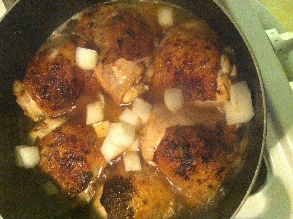 Put the onions in at this time cook on high heat.