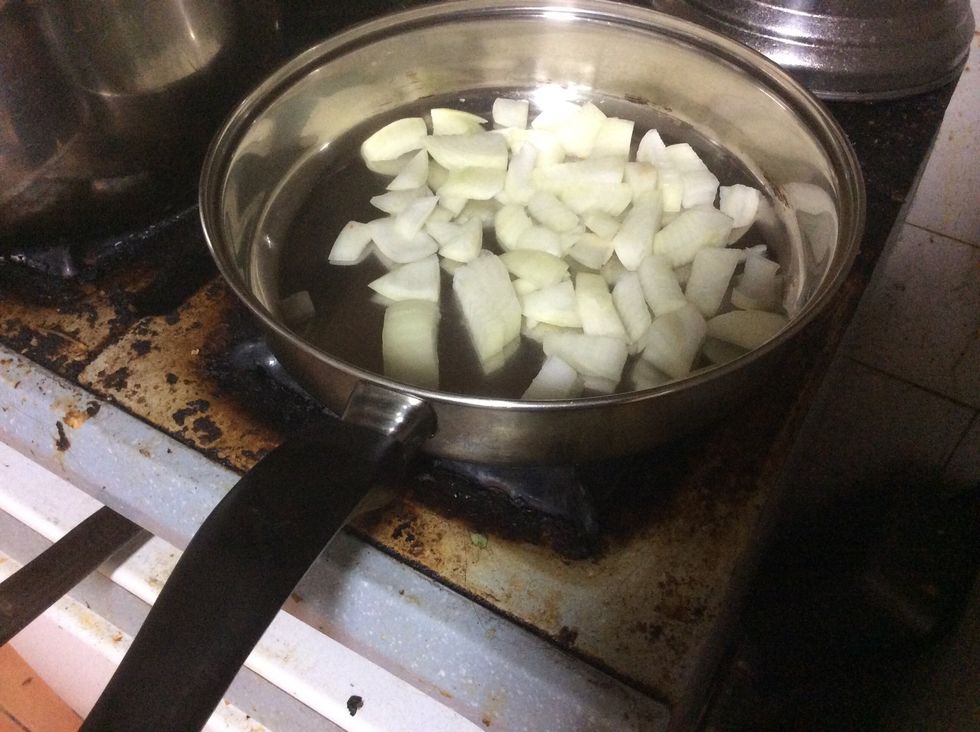 Put the onions on a heated frying pan