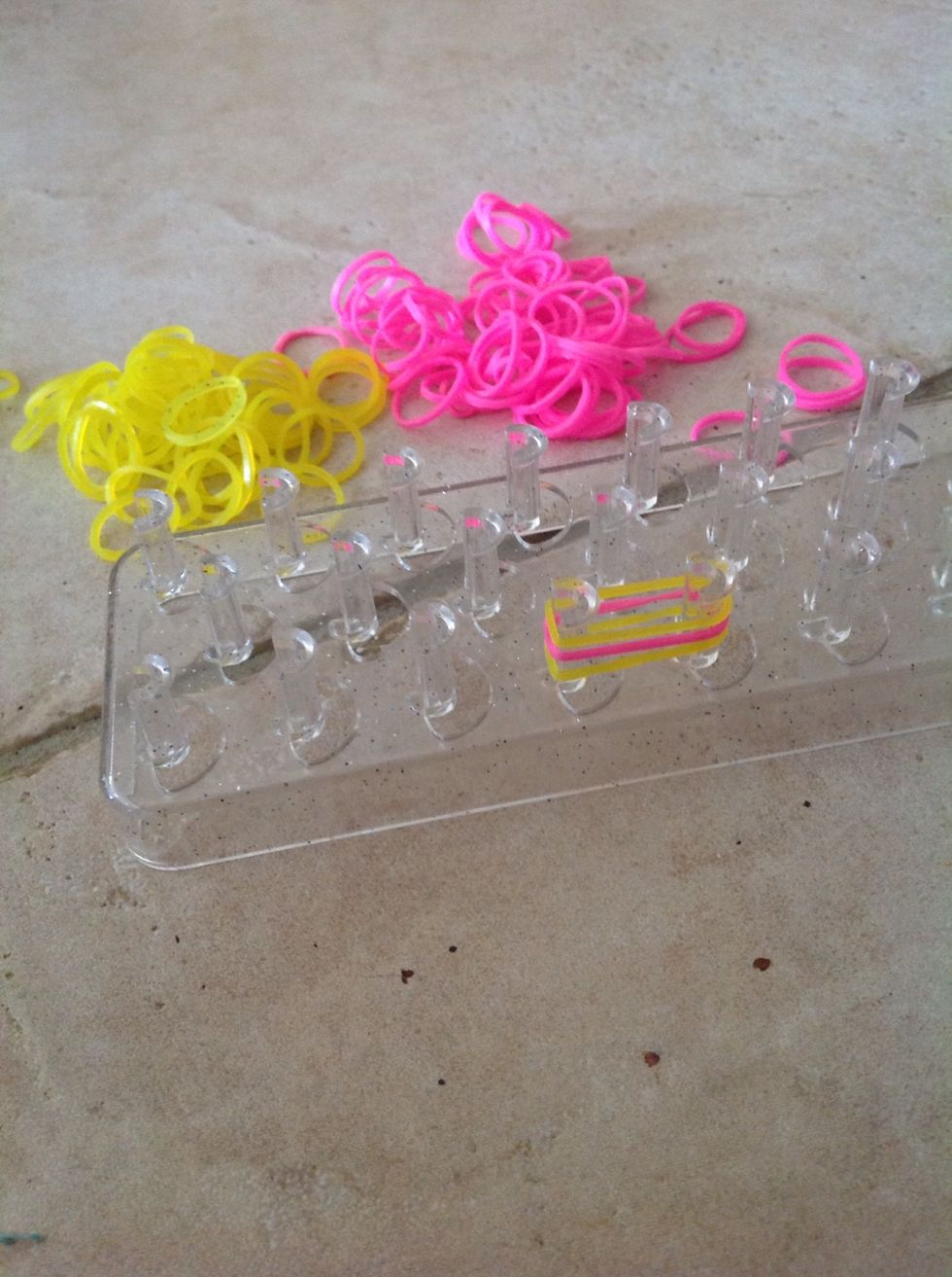 Put the other colour on , then the same colour as before on