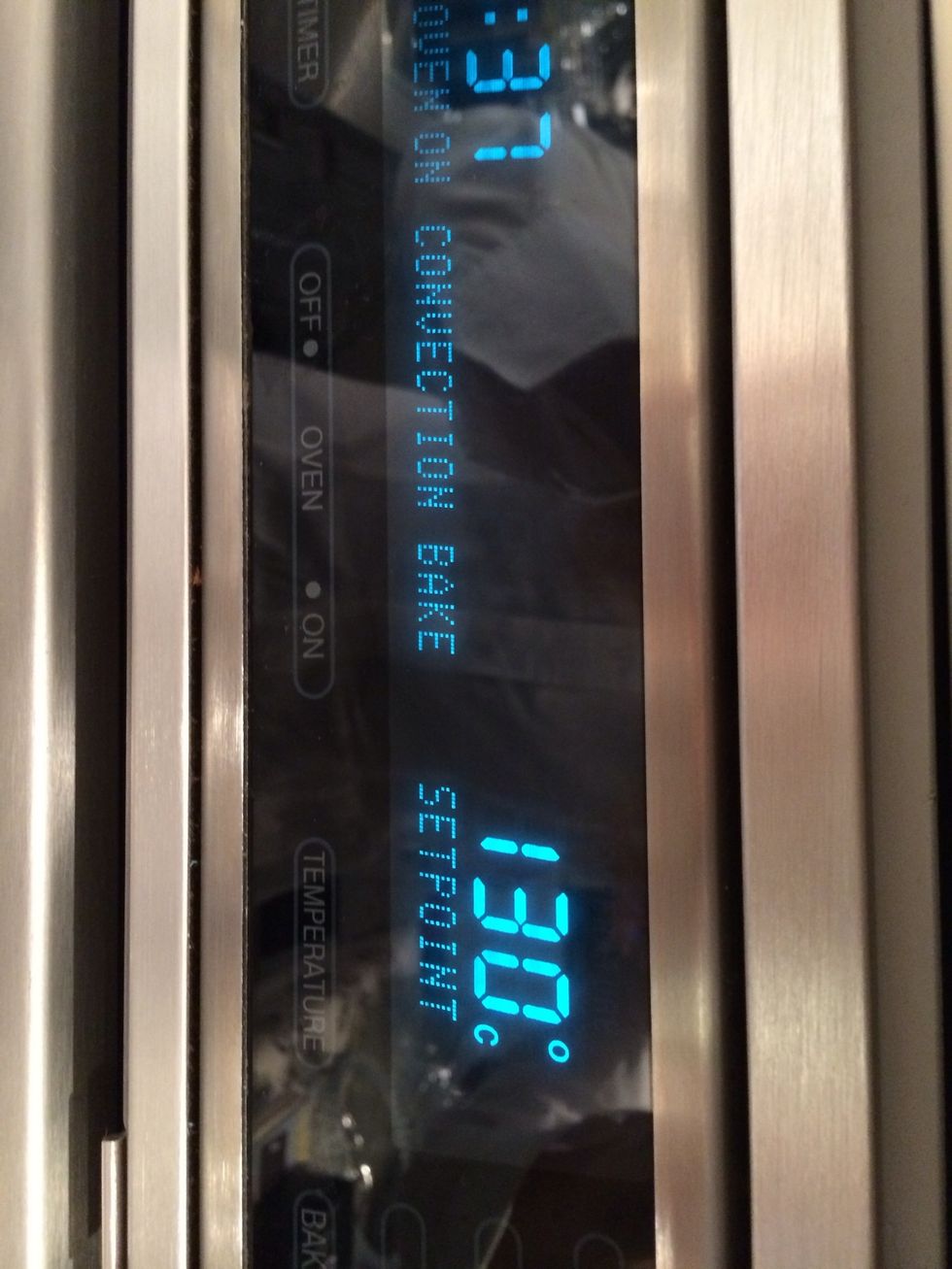 Put the oven on 120/130 depends on your oven. The lower, the better but it takes more time. It is a security against baking it too much