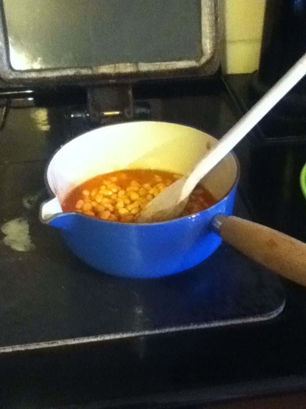 Put the pan on the Rayburn on the warmer side and stir till starts to bubble.