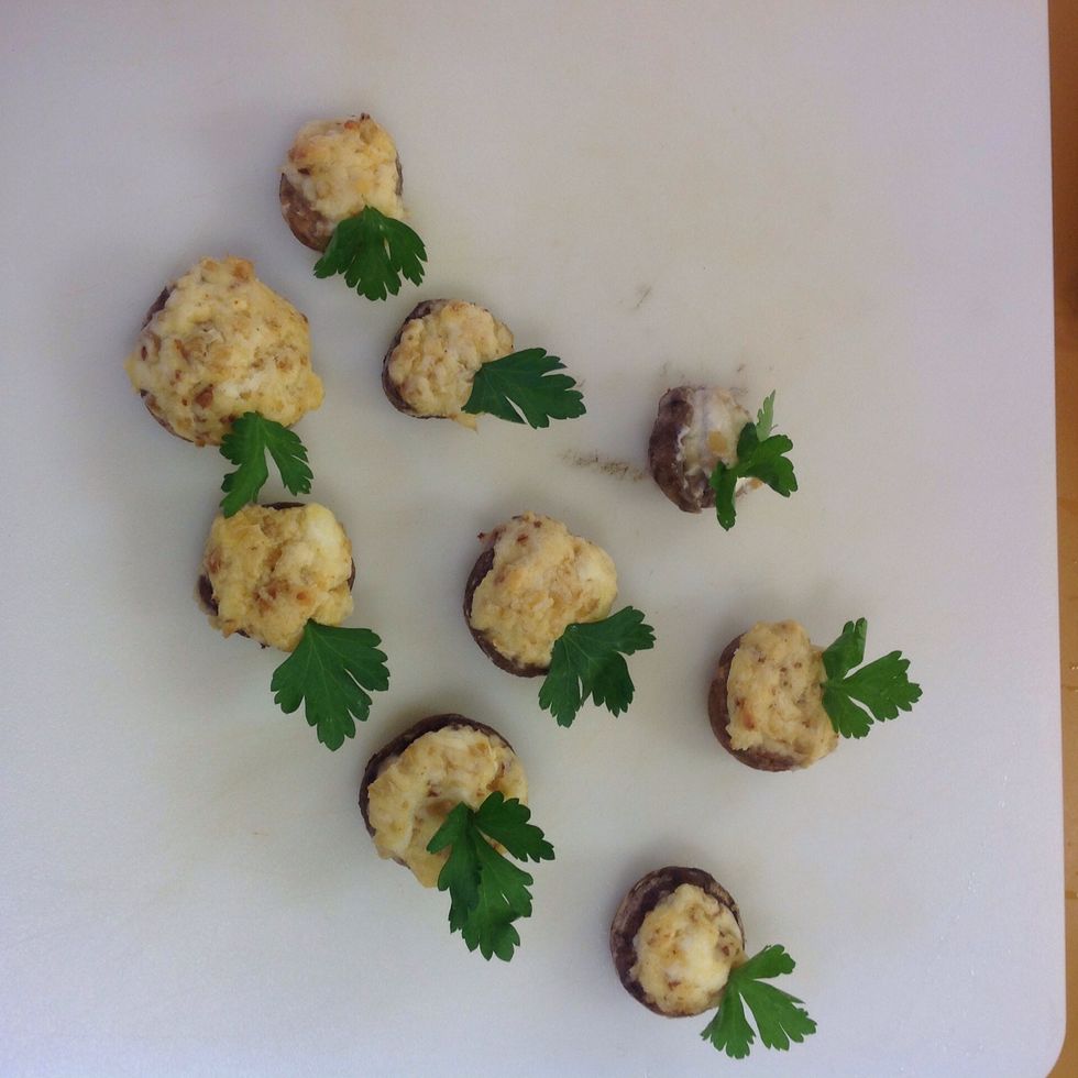 Put the parsley leaf off to the side so you can see the beautiful filling you made.