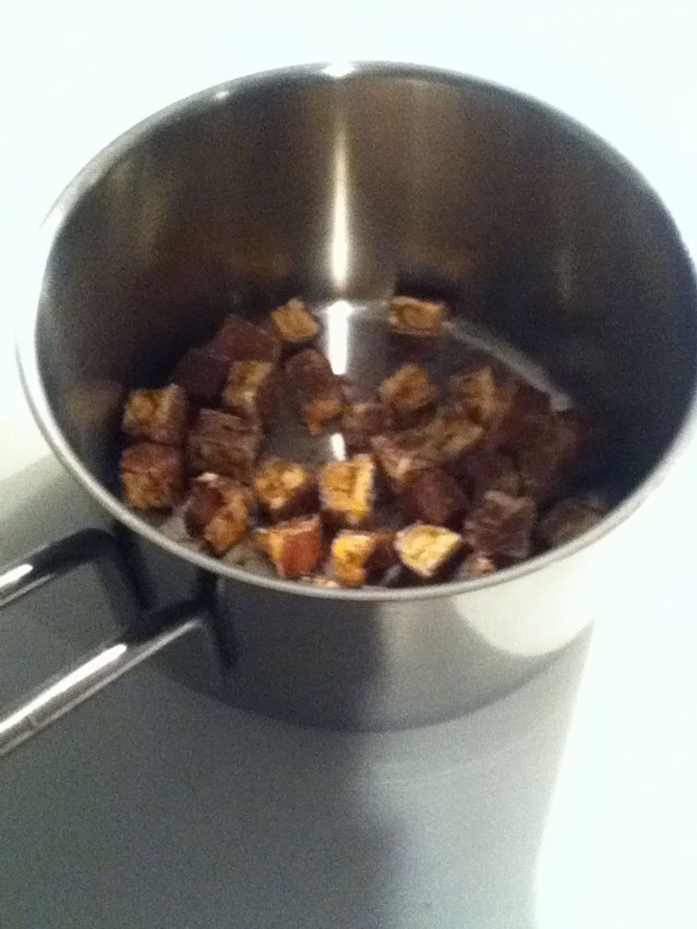 Put the pieces into a sauce pan.