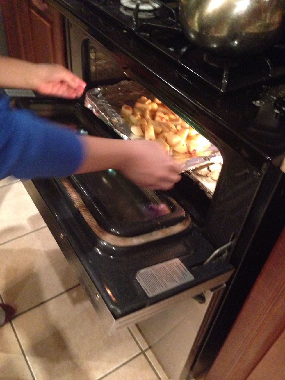 put the potatoes in the oven