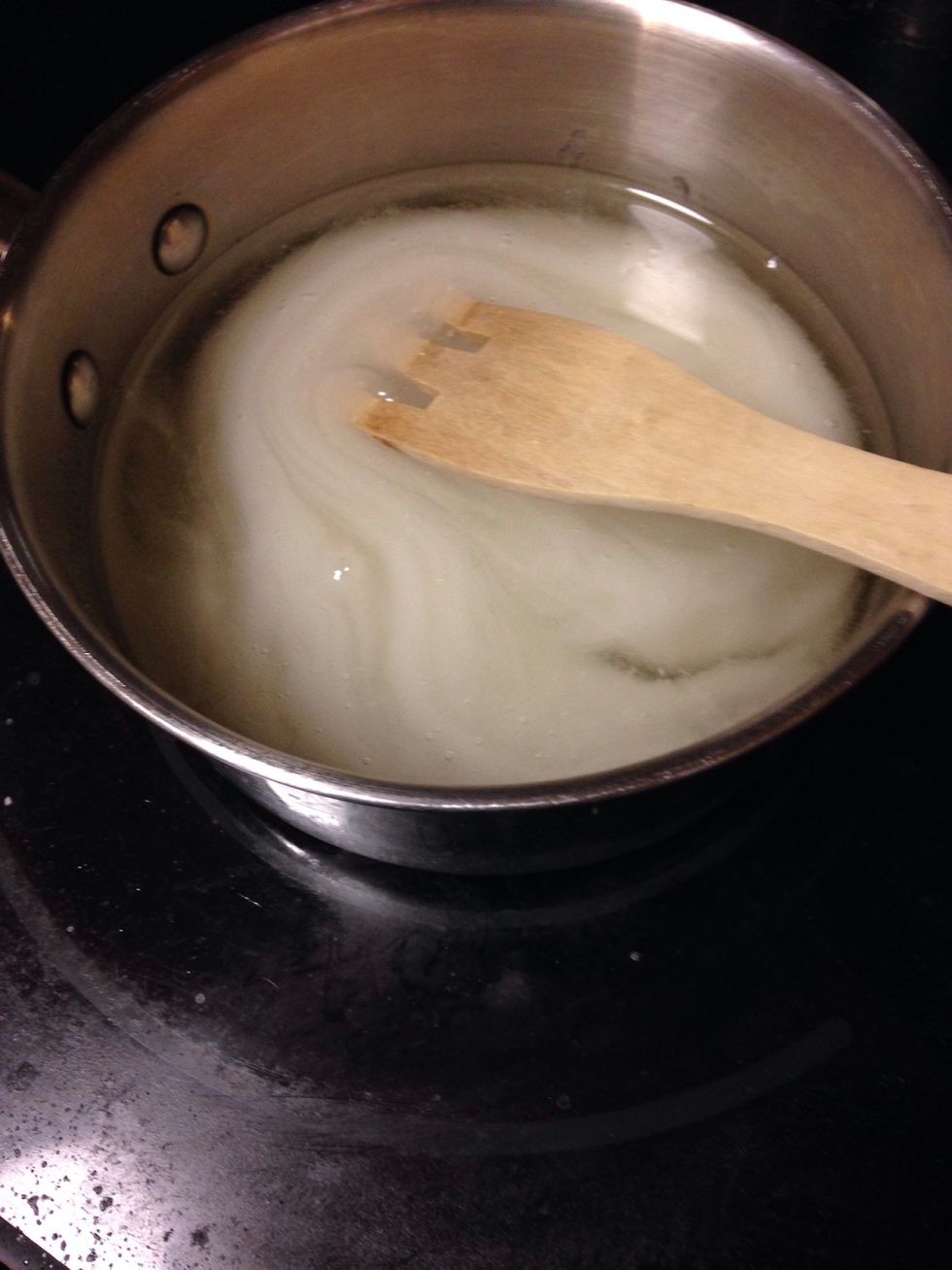 Put the rest of the water, corn syrup, sugar and salt in a saucepan over medium-high heat.