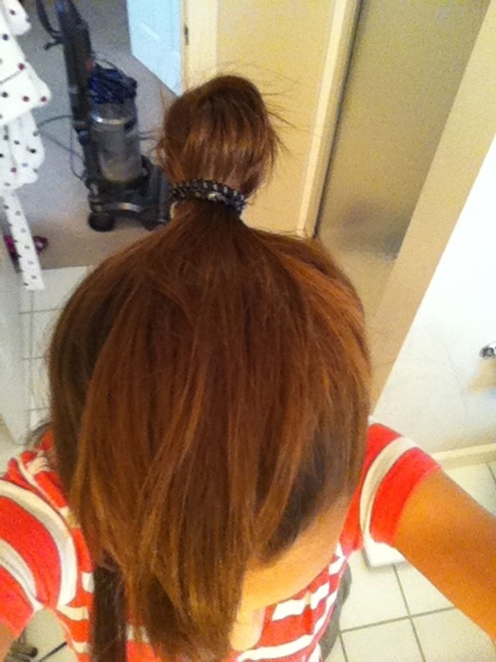 Put the rest of your hair on the top of your head.. Like this