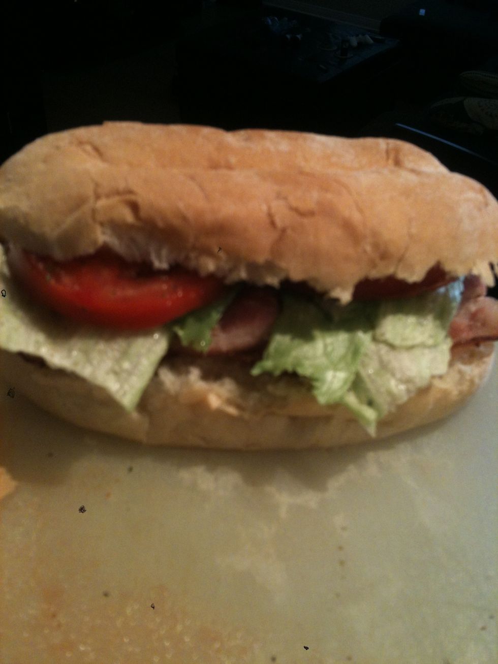 Put the roof on the tomato and you're ready to eat!... Unless you want to press in the panini press you had warming up while making this