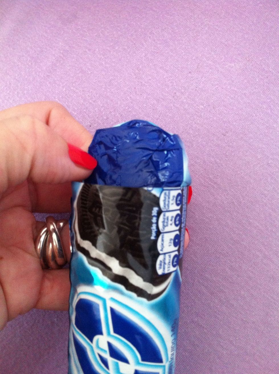 Put the round part back inside the pack. As if it was a cookie.