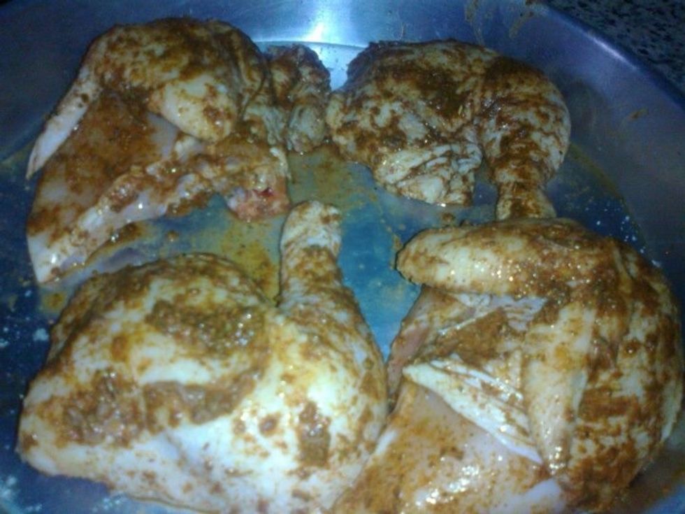 Put the sauce on the chicken on both sides