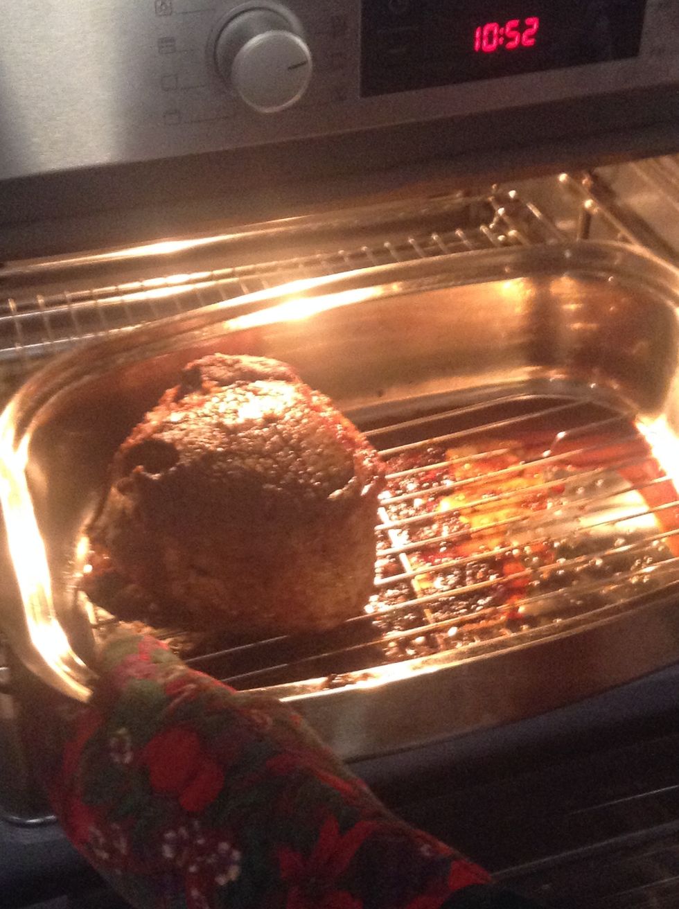 Put the seasoned beef into the oven for about 50 mins/kg.