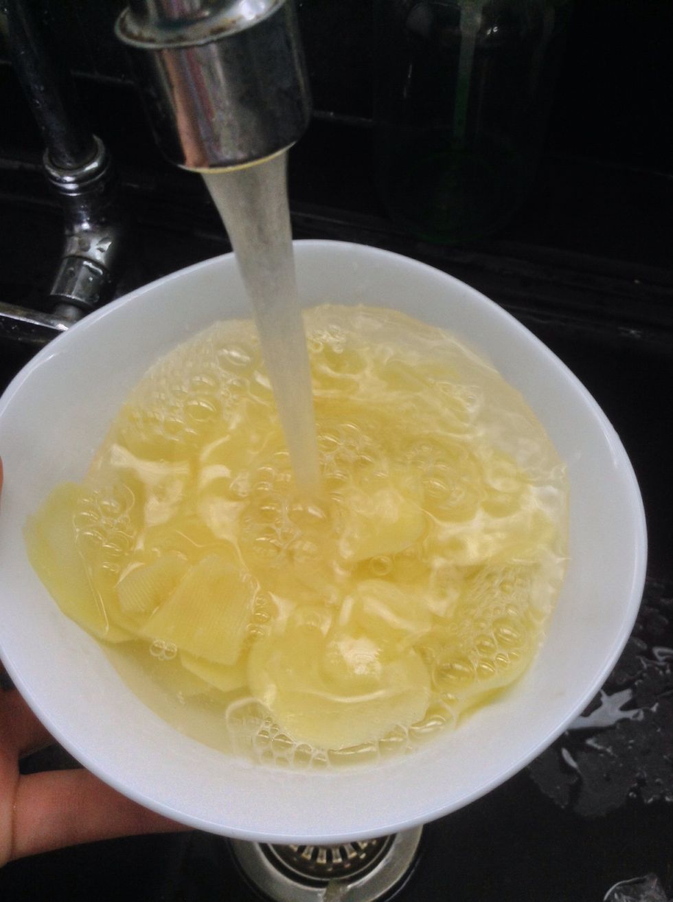 Put the slices into a bowl and rinse it!