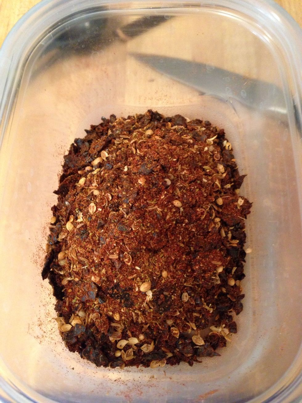 Put the spices into a spice mill or food processor and grind until they are powdered. Set aside.