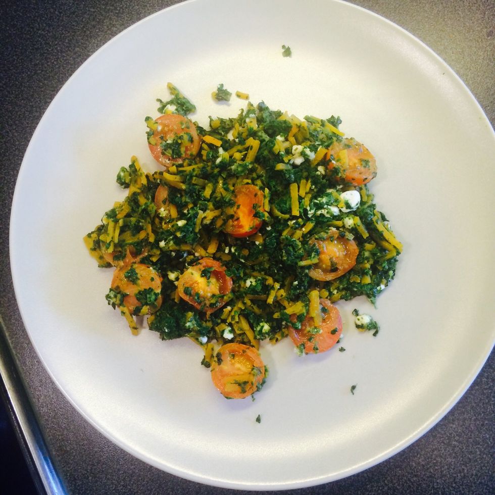 Put the spinach, tomato and butternut squash mix on a plate