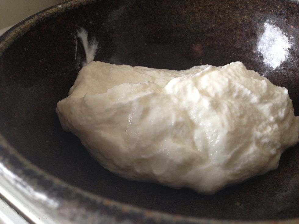 Put the strained yogurt in a bowl.