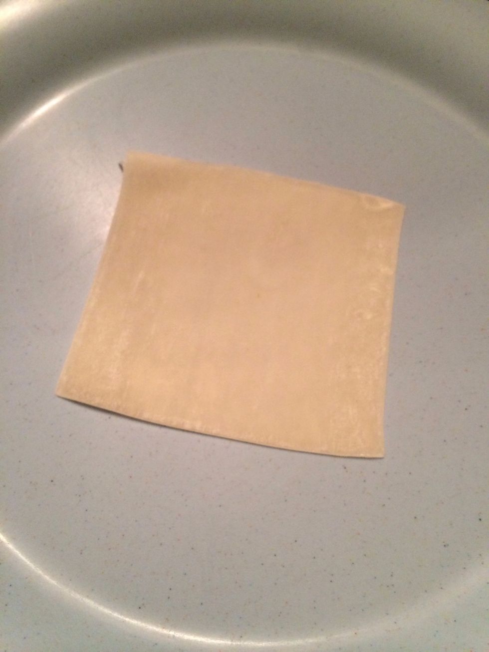 Put the wonton wrapper on a plate. (I got the wonton wrappers from an Asian supermarket)
