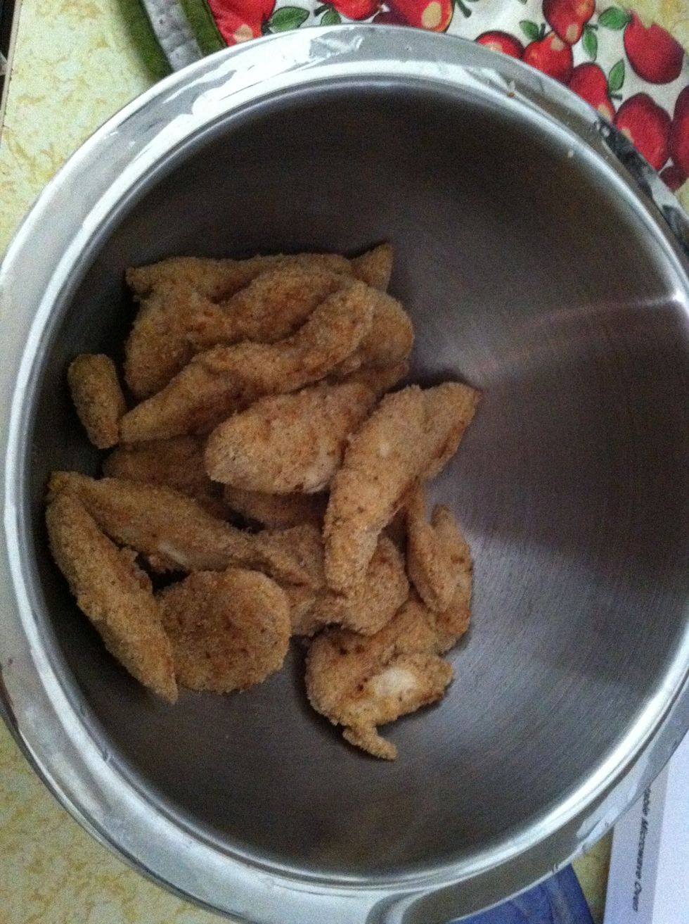 Put them in a bowl to prep for the hot sauce.