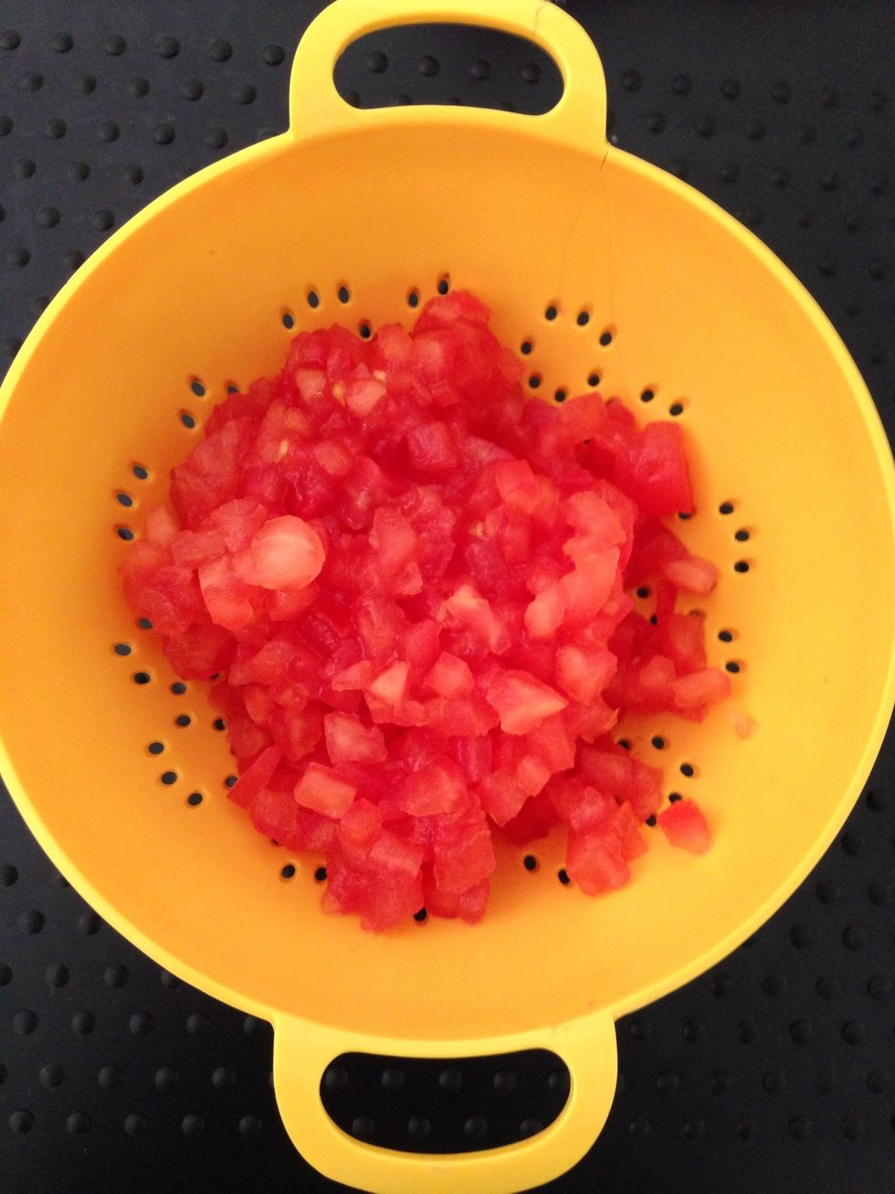 Put them in a strainer to get rid of the extra juice