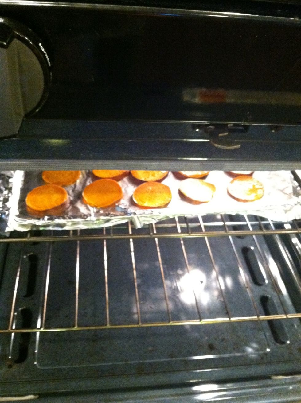 Put them in the oven on the top rack. Set your timer for 10 minutes.