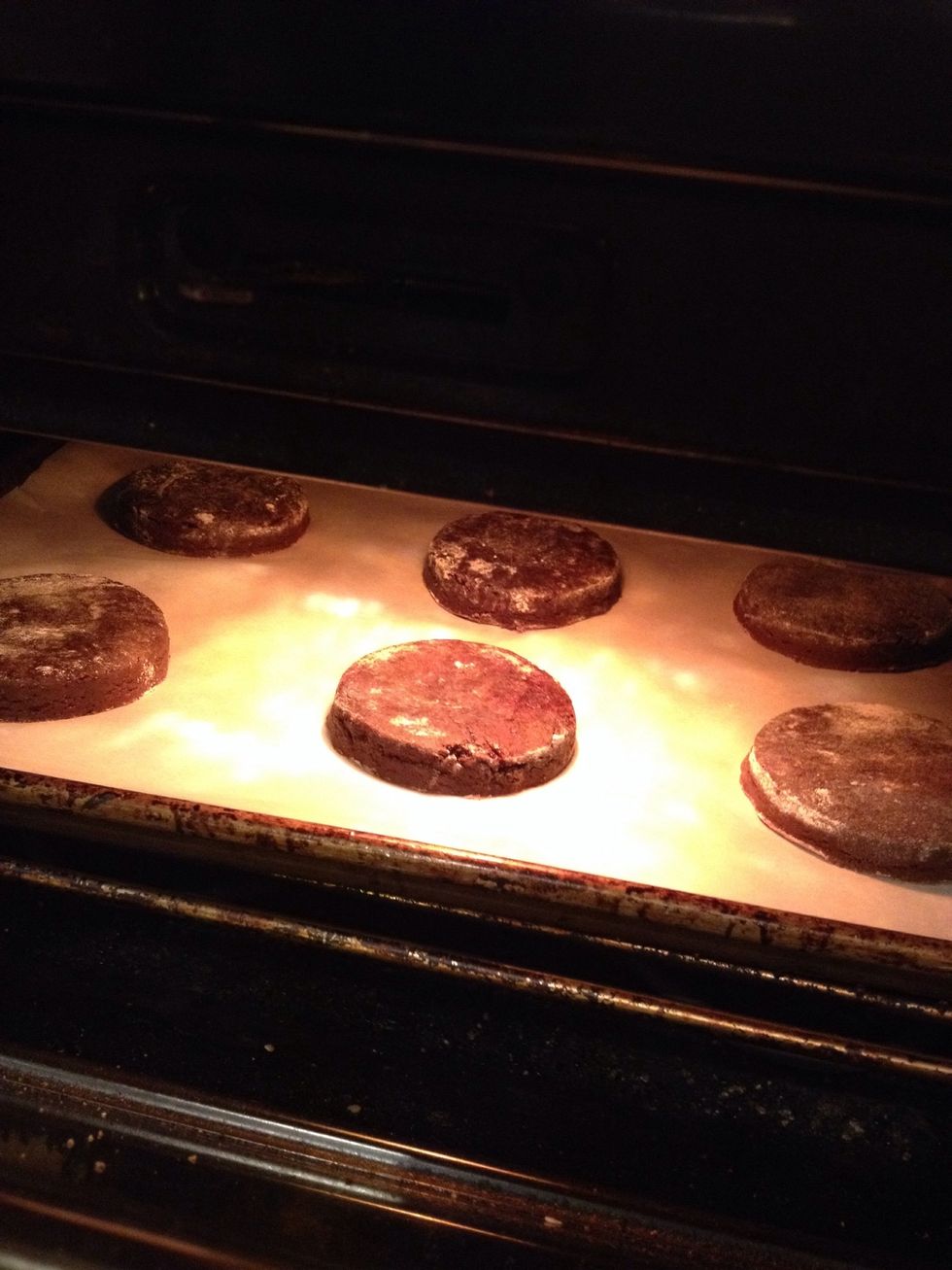 Put them into a preheated 350f oven and set for 12 minutes, then check them for doneness.