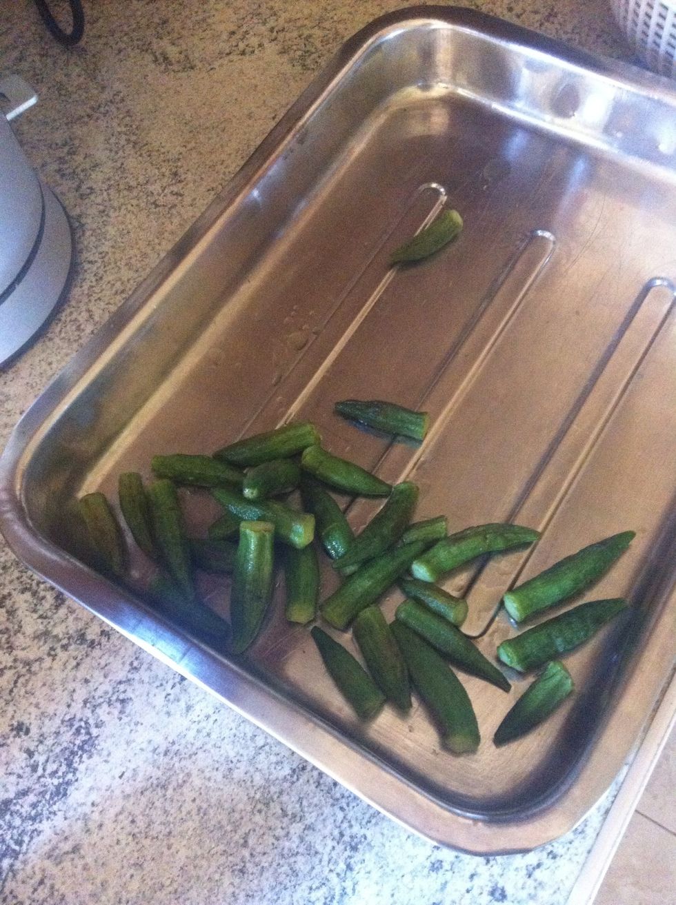 Put them into an oven friendly dish and continue to brown okra until you fill the dish